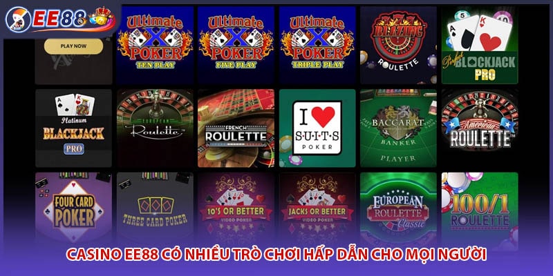 Casino EE88 có nhiều trò chơi hấp dẫn cho mọi người